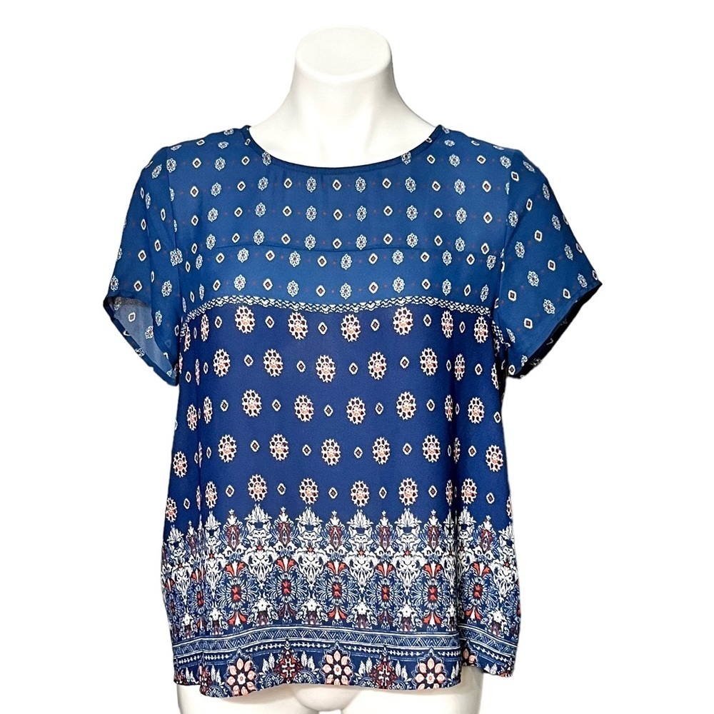 Anthropologie W5 Boho Blouse Size Medium Blue